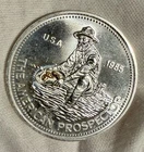 1985 Engelhard 1oz Silver American Prospector Coin Round With Pan GOLD Nuggets