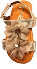 bebe Girls Slip-On Slide Sandals with Chiffon Flower- Loop Closure - Sz 6