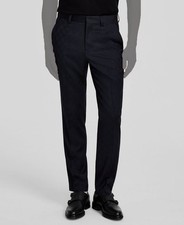 Hugo Boss Men's Blue Wool Modern Flat Front Check Suit Trousers Pants Size 38R