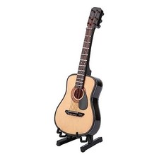 Miniature Wooden Guitar Model, Guitar Cake Topper Mini Guitar Toy Display 16cm