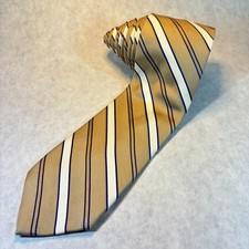 Jos A. Bank Heritage Collection Extra Long Repp Tie 61x3 Gold Blue Striped Silk