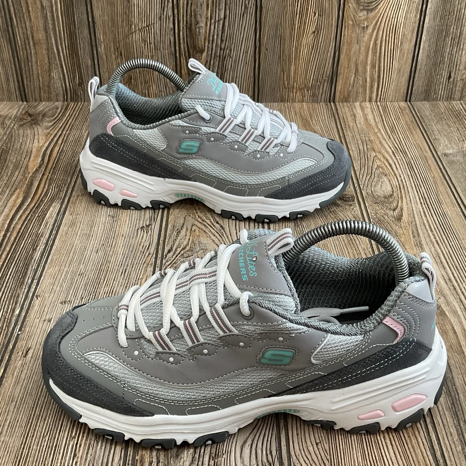 Skechers D'Lites Mujer 11947W Gris Atlético Caminar Tenis Zapatos Talla 8 Anchos Foto 3 de 4