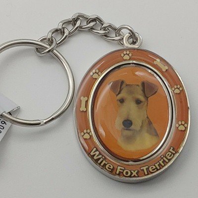 New Wire Fox Terrier Dog Breed  2 Sided Spinning Keychain - high quality metal 