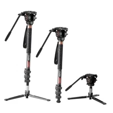  Monopod Camera Stand, Carbon Fiber Telescopic Monopods Kit with Video Fluid 