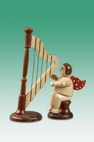 Holzengel Musikengel Engel Sitzend Mit Harfe Mit Krone / Natur HöHe Ca 6,5Cm NEU