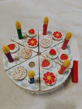 Melissa  Doug Birthday Party Cake - Wooden Play Food with Mix-n-Match Toppings