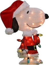 ProductWorks Peanuts Pre Lit 24 Inch Snoopy Santa Claus 2D Outdoor Indoor Christ