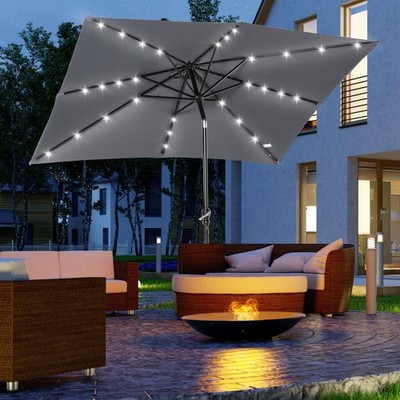 9ft patio umbrella w led lites Square Solar w/ Light Bulbs Tilt 8-Rib Enhance your outdoor living space with this 11 ft x 9 ft cantilever patio umbrella Galtech 936 9' Auto-Tilt Umbrella