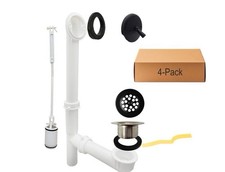 Sink Drain Assembly Kit Pop-Up Stopper Overflow White New Open Box
