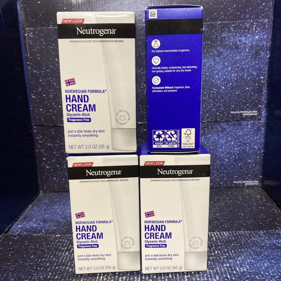4x Neutrogena Fórmula Noruega Sin Fragancia, Crema de Manos Rica en Glicerina 2 OZ ea Foto 3 de 4