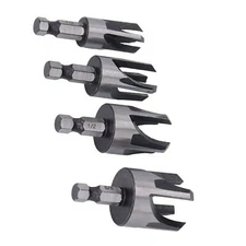 Tapered Plug Cutter Set Of 4 1/4in Hex Shank Claw Type Imperial Taper Cutting