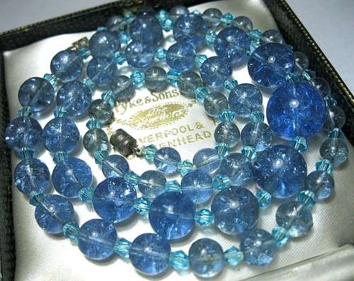 vintage jewellery art deco beautiful blue opal glass crystal