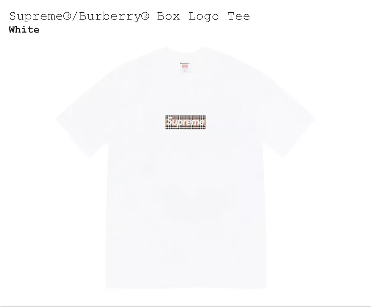 Supreme Burberry Box Logo Tee White Large SS22 *Confirmed Order*