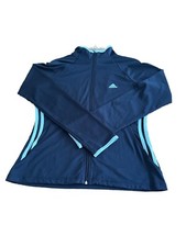 Adidas Women's Sz M Black w/White Stripes On Sides Full Zip Lightweight JACKET