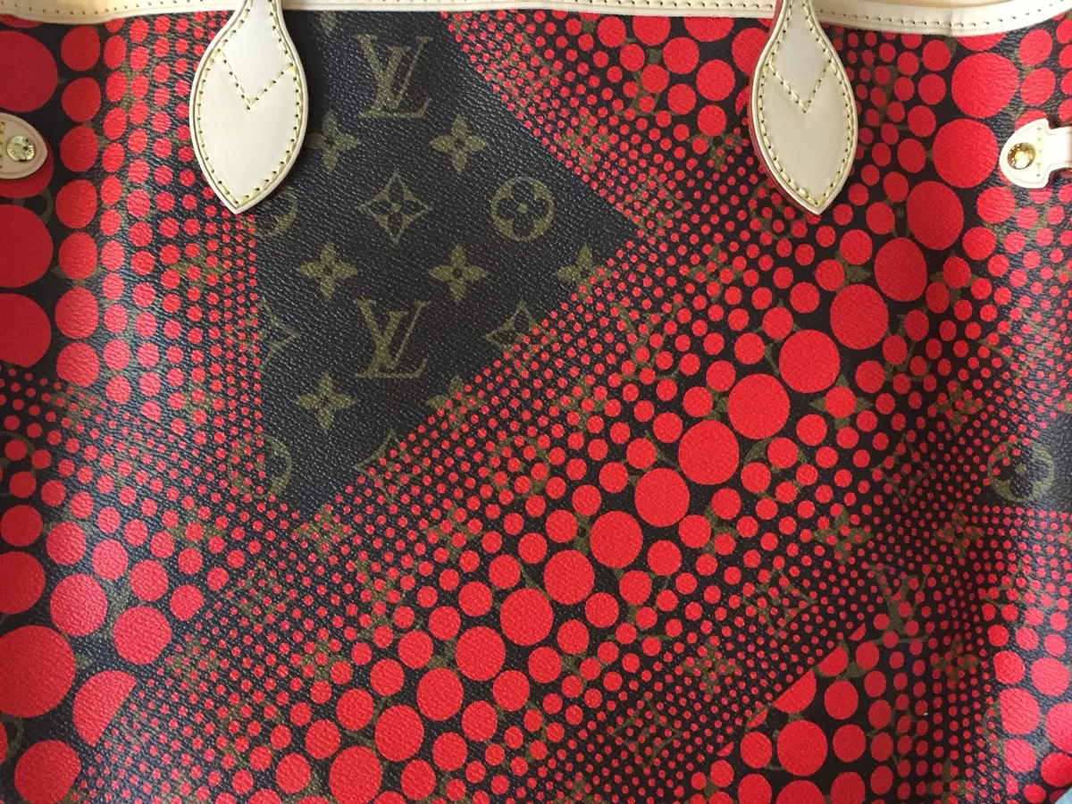 Louis Vuitton x Yayoi Kusama Neverfull MM Monogram Wave Dot Tote Bag Red  M40686