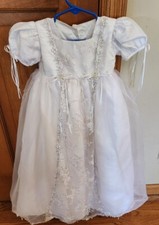 Vintage White Lace Baby Christening Dress Gown