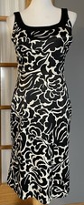90s Donna Ricco Floral Dress Sz 8 Black White Satin Party Clubwear Wedding City