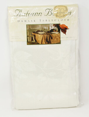 Brownstone Gallery Autumn Berries 60''x120'' Oblong Tablecloth Ivory Damask NIP