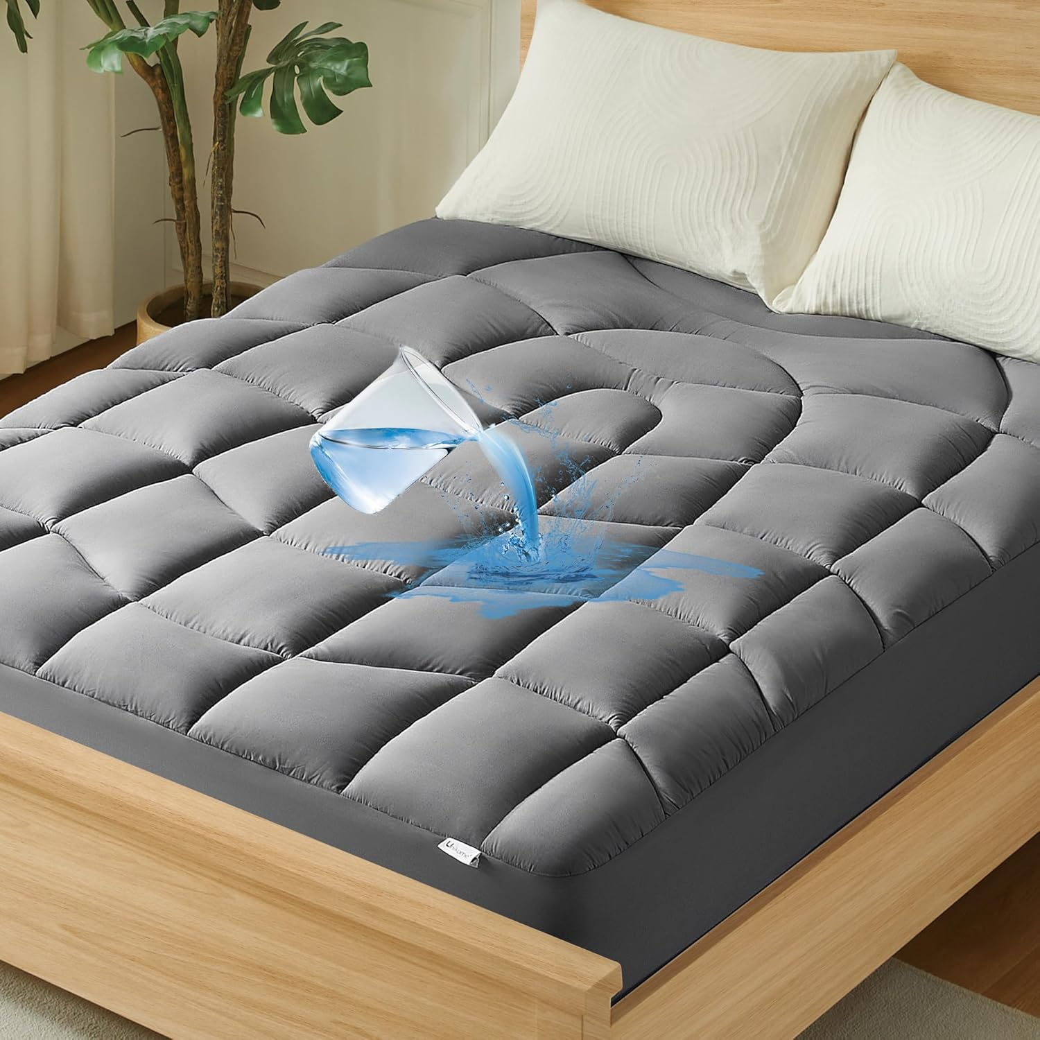 Queen Mattress Pad Waterproof - Ergonomic Quilted Fitted Queen Mattress Topper,