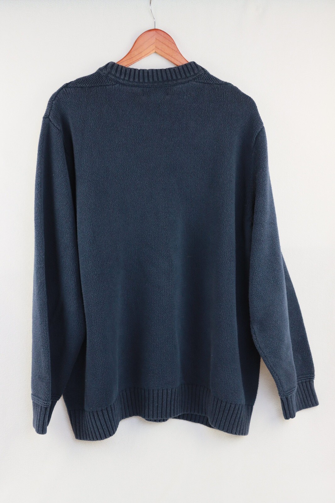 Lands End Sweater Mens 2XL Pullover Knit Navy Blue Co… Gem