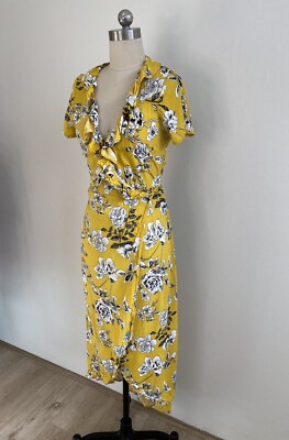 Dotti Size 10 Floral Maxi Wrap Dress Short Cap Sleeve Boho Bohemian Yellow Flowy | eBay Dotti Size 10 Floral Maxi Wrap Dress Short Cap Sleeve Boho Bohemian Yellow Flowy | eBay
