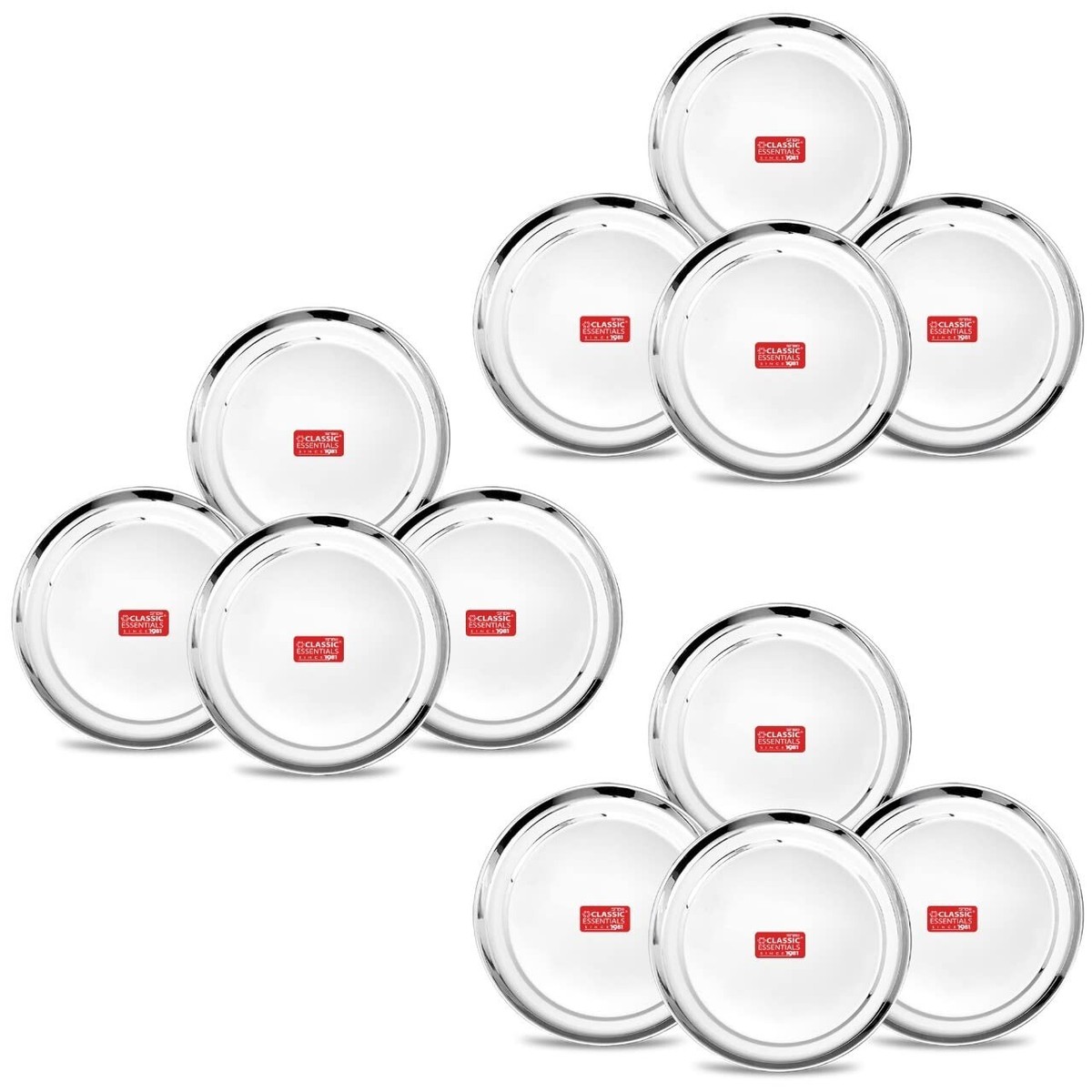 Stainless Steel Round Dinner Plate Set of 12 pieces-30 cm