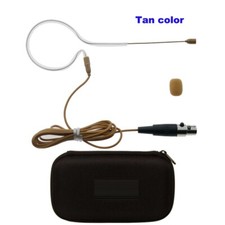 Tan One Ear Hanging Microphone For Shure ULX SLX QLX Headset BodyPack Zipper Box