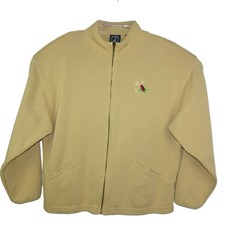 Lighthouse Apparel Jacket Tan Women Size L Full Zip Cardinal Bird Embroidery