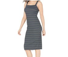 Ultra Flirt Junior Women M Blue Striped Bodycon Casual Dress NWT