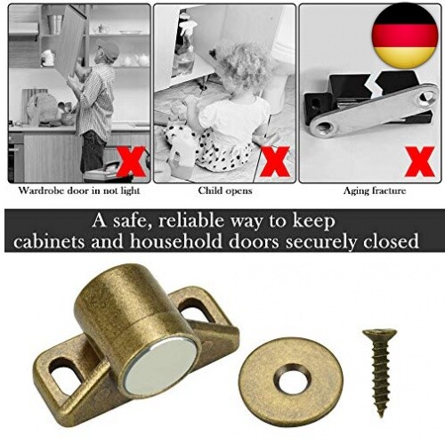 4 Stück Türmagnet Verschluss Schwarz - Magnetschnäpper Für Schränke & Schubladen Mit Schrauben