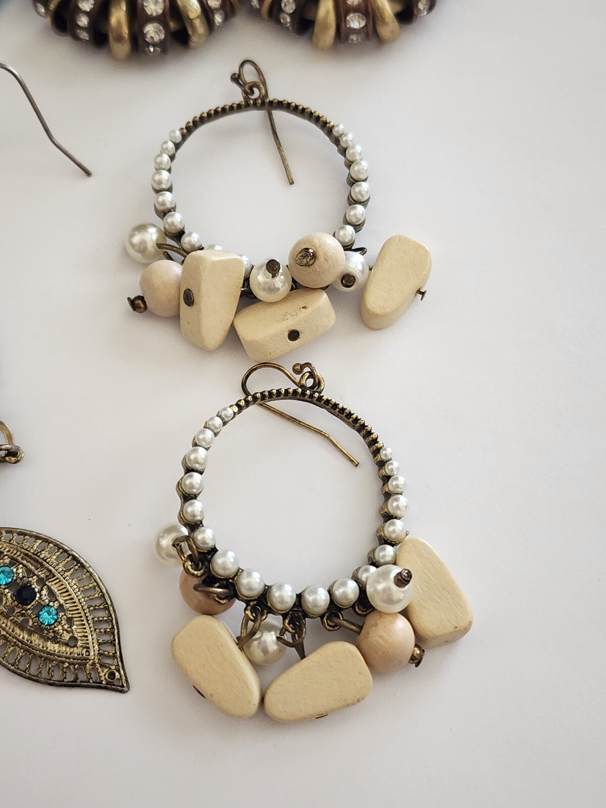 Statement Earrings Peacock Feather Dangle Drop Pe… - image 5