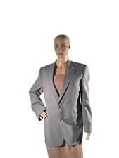 Haggar Jacket Mens 40 Gray Striped Blazer Wool Imperial Gentlemens Fit Suit Coat