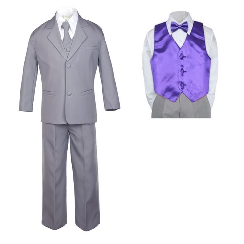Baby Toddler Boy Formal Medium Gray Suit Tuxedo a Color Vest & Bow Tie to Pick - Picture 19 of 25