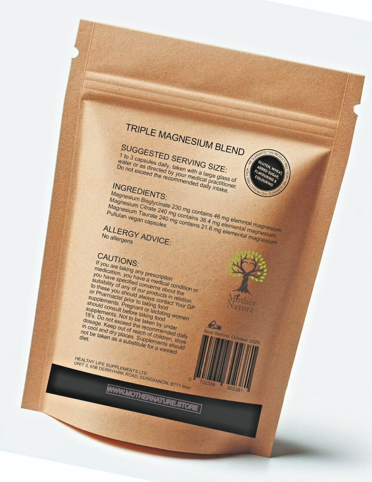 Triple Magnesium Capsules Vegan Magnesium Complex Bisglycinate Citrate