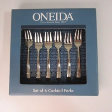 Oneida Cocktail Forks Set of 6 Nocha Pattern New in Box Stainless Flatware
