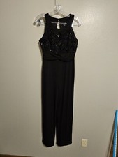 Enfocus Studio Womens Black Sleeveless Jumper Jumpsuit Wide Leg Pant Size 8