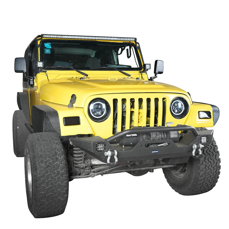 Parachoques delantero Rock Crawler con luces LED para Jeep Wrangler YJ TJ 1987-2006 Foto 3 de 4