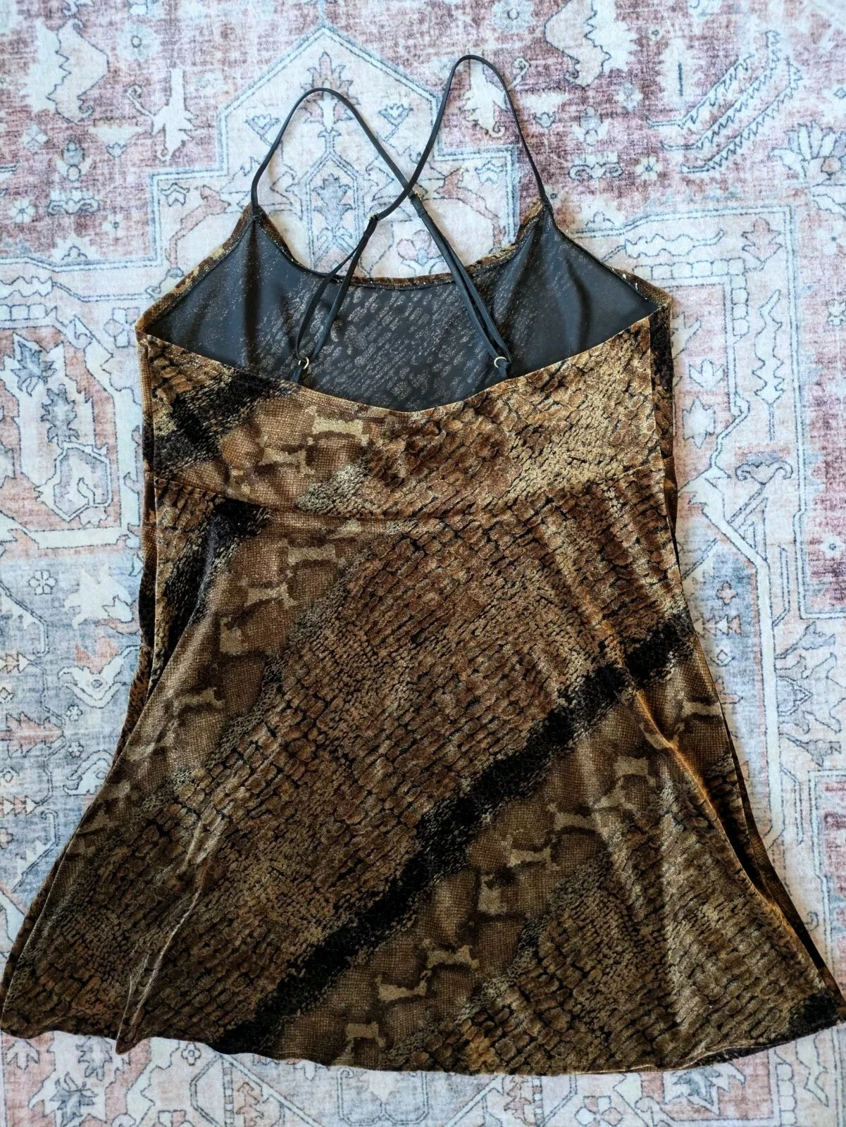UNDERCOVER Abito corto vintage "Victoria's Secret Collection" in velluto stampa animalier con spalline L