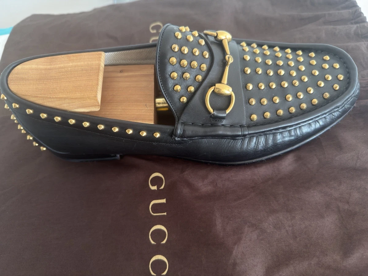 $1,090 GUCCI - Black Leather Jordaan Agnello Loafers - 8 (7.5G) Gucci Men 8 Leather main image 3