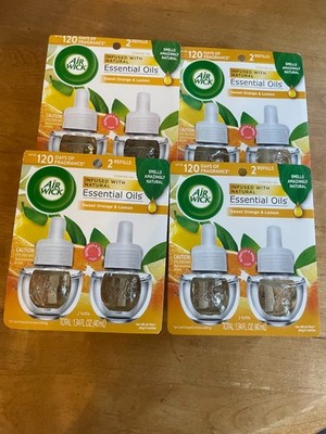 4 - 2pk Airwick Plug In Scented Oils Refills Sweet Orange & Lemon Scent
