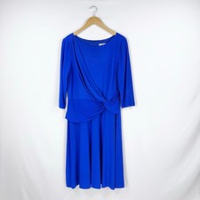Eliza J Jersey Knit Drape Knot Front Dress Women's 16 Cobalt Blue