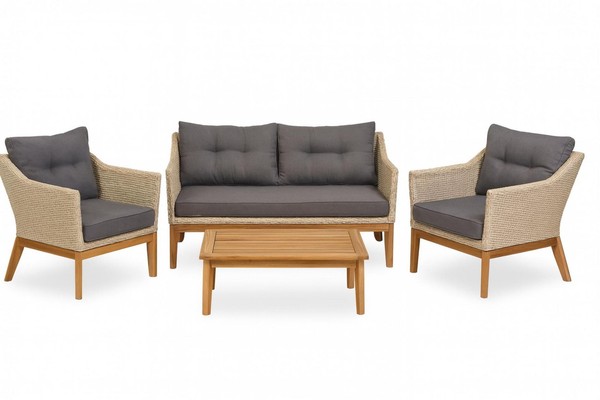 Endorphin Larissa Lounge Set 4 Tlg Polyrattan Akazie Im Teak Look-image