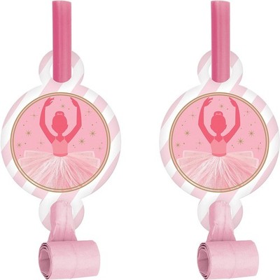 Twinkle Toes Ballerina Dance Girl Pink Kids Birthday Party Favor Horns Blowouts