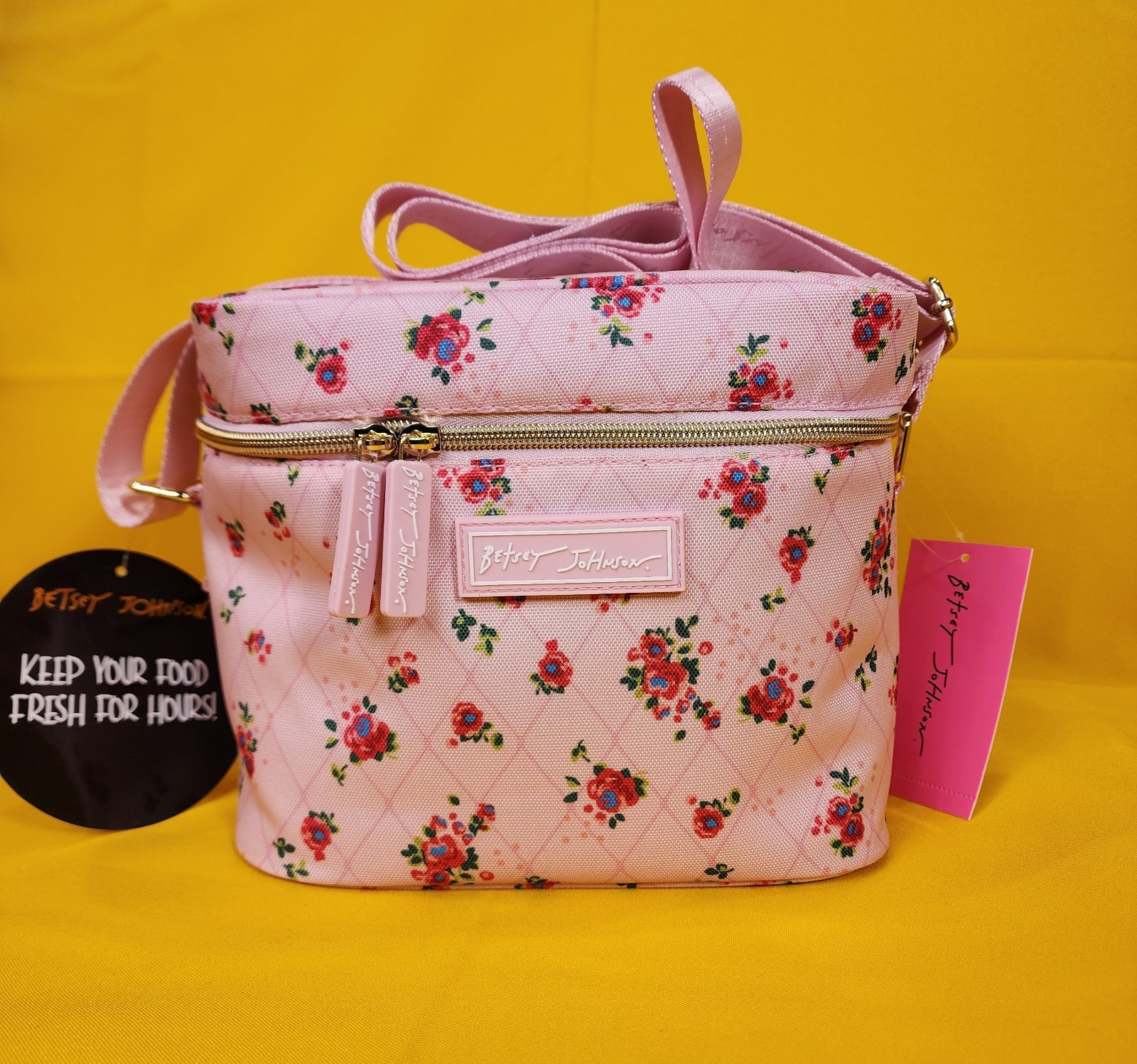 Betsey Johnson Rose Print 6 Pack Insulated Lunch Bag Train C
