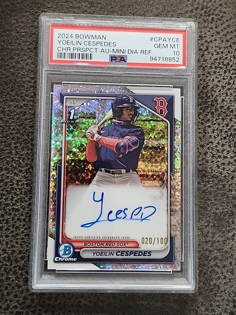 2024 Bowman Yoelin Cespedes 1st Mini Diamond Refractor Auto /100 PSA 10 Gem