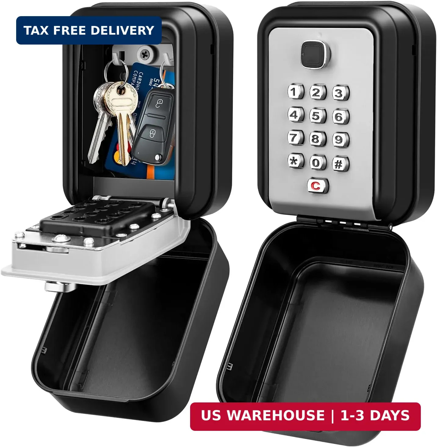 HUANLANG Lock Box for Keys with Code, Waterproof Key Lock Box Wall Mount