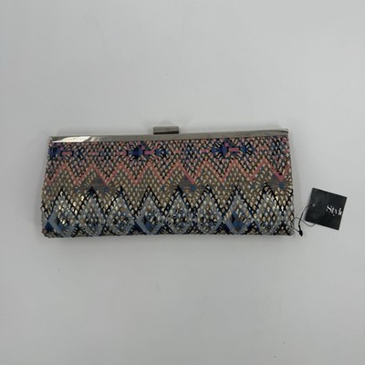 Style & Co Clutch Bag Sequin Multicolor Zigzag Evening Party NWT