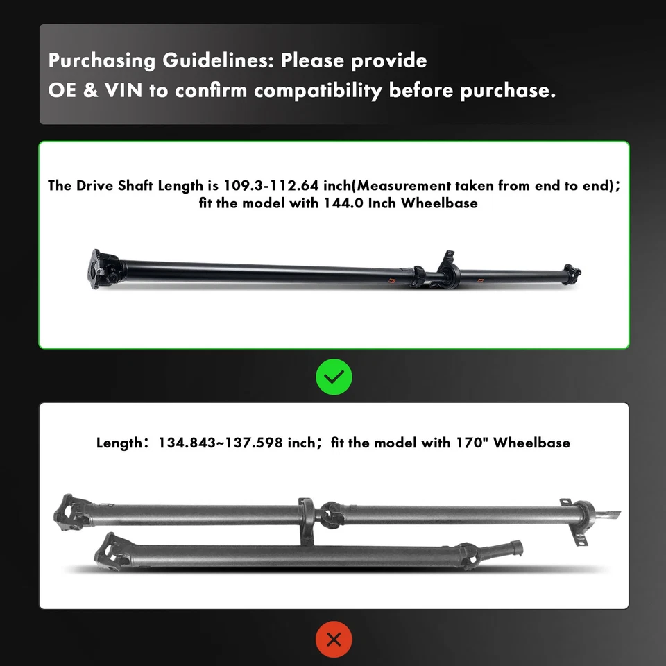 Drive Shaft Assembly for Dodge Sprinter 2500 Sprinter 3500 2007-2009 3.0L Rear - Image 2 of 4