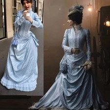 Movie Dracula Mina Cosplay New Costume Victorian Duchess Gothic Bustle Walking