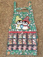 Christmas Holiday Apron Cute Penguins Santa Reindeer Festive Kitchen Gift NWOT